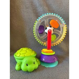 Sassy Fascination Ferris Wheel Suction Toy and Infantino Green Turtle Set